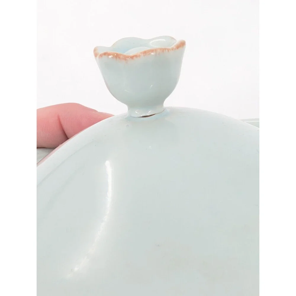 Lenox Pale Blue Ceramic Covered Sugar Bowl